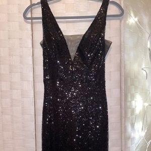 Black sequin floor length dress